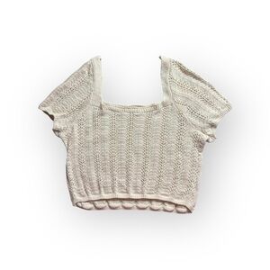 Freshman 1996 Cream Knit Short Sleeve Cropped Sweater Top – Size L